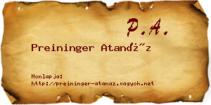 Preininger Atanáz névjegykártya